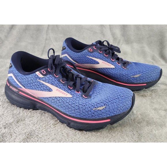 Brooks Shoes - Brooks Ghost 15 Running Shoes Womens Size 9.5 Blue Peacoat Pink Athletic Sneaker